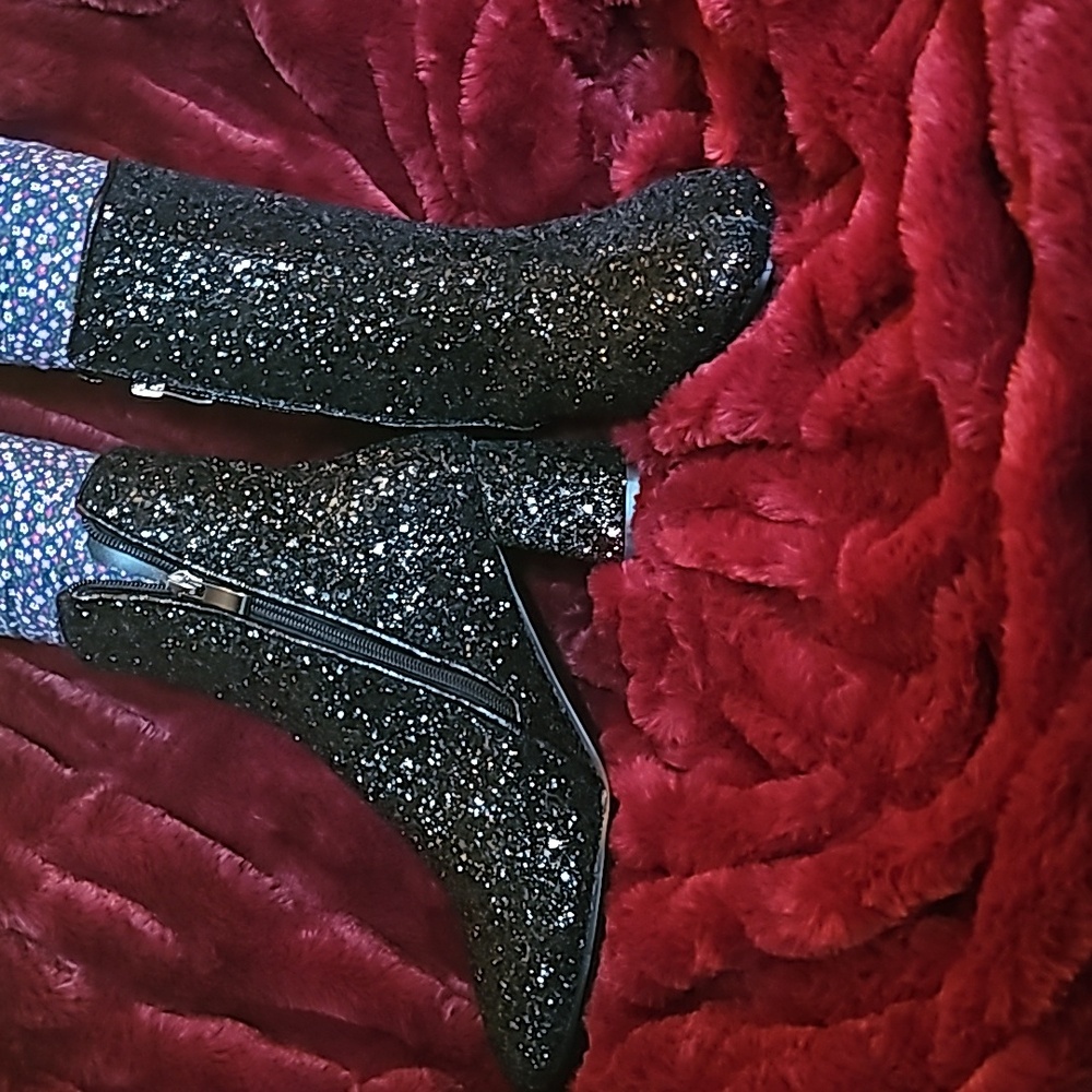 Black glitter boots size 9